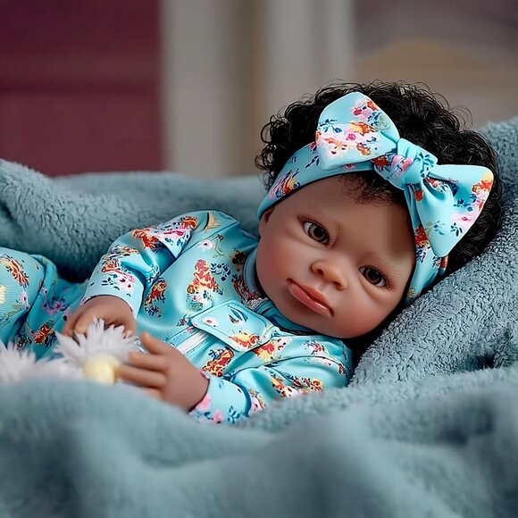🆕 20Inch Silicone Reborn African American Reborn Light Brown Toddler Dolls - Picture 4 of 5